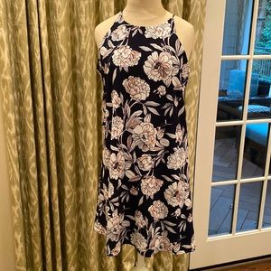 Navy Floral Aqua Dress